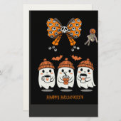 Papeterie Happy Halloween – fantômes café mignons (Devant / Derrière)