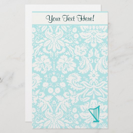 Papeterie Harpe turquoise (Devant / Derrière)