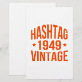 Papeterie Hashtag Vintage 1949 (Devant / Derrière)