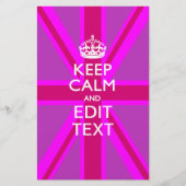 Papeterie Have Your Keep Calm Text on Pink Union Jack (Devant)