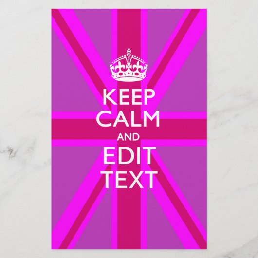 Papeterie Have Your Keep Calm Text on Pink Union Jack (Devant)