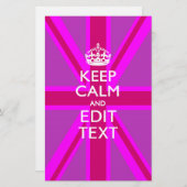 Papeterie Have Your Keep Calm Text on Pink Union Jack (Devant / Derrière)