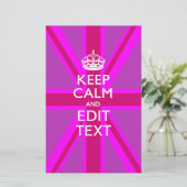 Papeterie Have Your Keep Calm Text on Pink Union Jack (Debout devant)