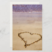 Papeterie Heart Sand Beach Ocean Romantique Valentine - Cust (Devant / Derrière)