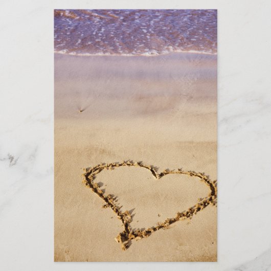 Papeterie Heart Sand Beach Ocean Romantique Valentine - Cust (Devant)