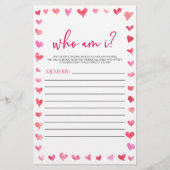 Papeterie Hearts Who Am I? Bridal Shower Game  (Devant)