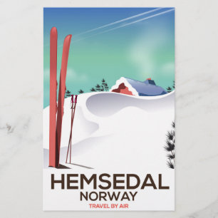 Papeterie Hemsedal Norvège affiche de voyage