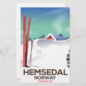 Papeterie Hemsedal Norvège affiche de voyage (Devant / Derrière)