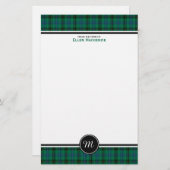 Papeterie Henderson Clan Tartan Monogramme vert et bleu (Devant / Derrière)