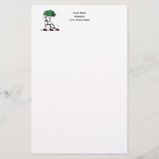 Papeterie Héritier de Greyhound Whippet avec arbre héraldiqu (Devant)