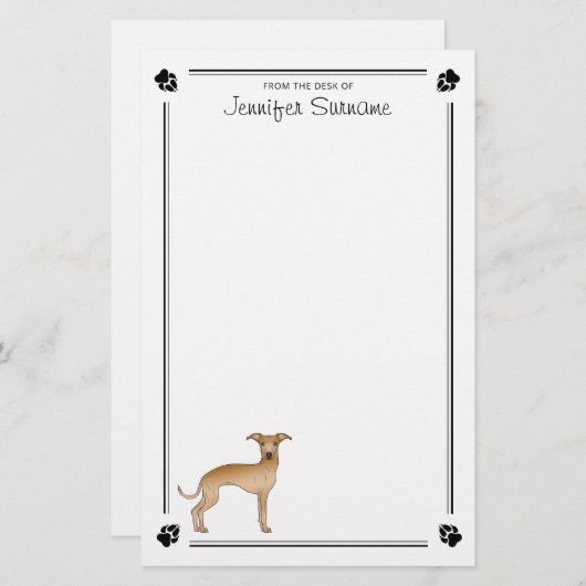 Papeterie Héritier Italien Fawn Avec Patrouilles Et Texte Pe (Devant / Derrière)