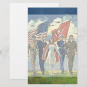 Papeterie Héros patriotes et fiers vintages d'effectifs (Devant / Derrière)