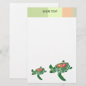 Papeterie Hibiscus fleur tortue de mer, stationnaire (Devant / Derrière)