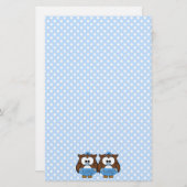 Papeterie hibou jumeau de bébé (Devant / Derrière)