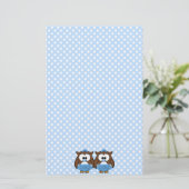 Papeterie hibou jumeau de bébé (Debout devant)