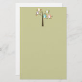 Papeterie Hiboux colorés dans le joli arbre (Devant / Derrière)