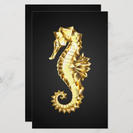 Papeterie Hippocampe Polygonal Or (Devant / Derrière)