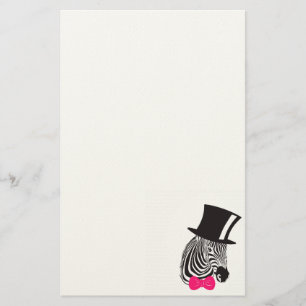 Papeterie Hipster Zebra avec chapeau supérieur et Cravate Bo