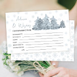 Papeterie Hiver neige arbres baby shower conseils souhaits c<br><div class="desc">Les flocons de neige d'hiver avec pins forestiers pour douche pour bébé garçon ou baby shower sans sexe. Conseils et cartes de souhaits pour les parents d'être.</div>