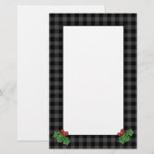 Papeterie Holly feuilles | plaid gris | Soirée de Noël (Devant / Derrière)