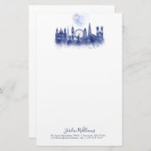 Papeterie Horizon de Londres - bleu d'aquarelle (Devant / Derrière)