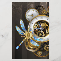 Horloge à vapeur avec libellule mécanique