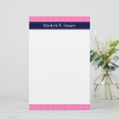 Papeterie Hot Pink #2 Wht Polka Dots Navy Blue Name monogram (Debout devant)