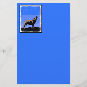 Papeterie Howling Wolf en hiver - Art faunique original