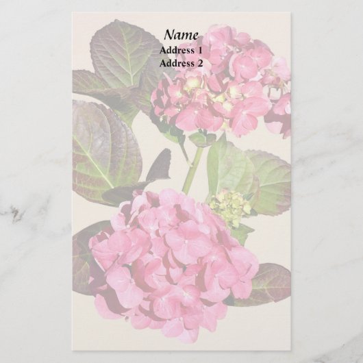 Papeterie Hydrangea Rose Avec Produits Mariages Feuille (Devant)