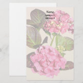 Papeterie Hydrangea Rose Avec Produits Mariages Feuille (Devant / Derrière)