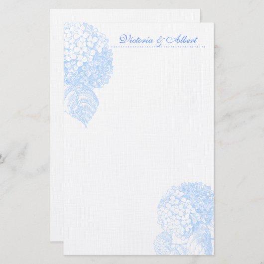 Papeterie Hydrangée bleue (Devant / Derrière)