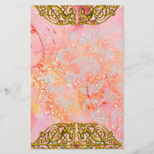Papeterie HYPER VALENTINE / CŒUR CELTIQUE ORÉ Rose Pailleté