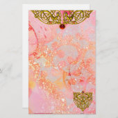 Papeterie HYPER VALENTINE /GOLD CELTIC HEART Ruby Pink (Devant / Derrière)