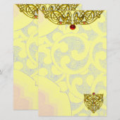 Papeterie HYPER VALENTINE Gold Céltic Knots Jaunes Fissures (Devant / Derrière)