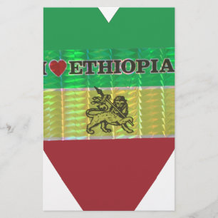 Papeterie I Love Heart Ethiopie : Drapeau Art Motif