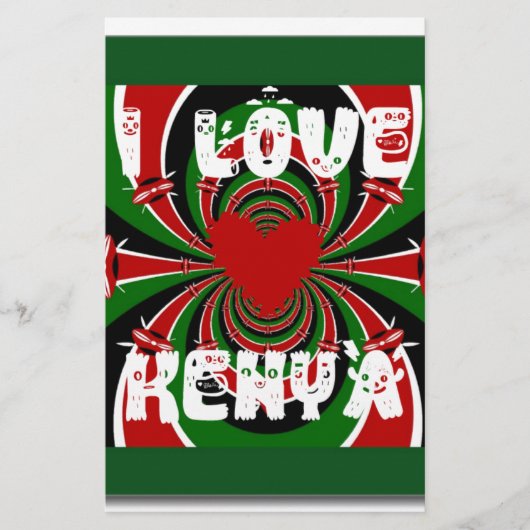 Papeterie I Love Heart Kenya : Dynamic Flag Art (Devant)