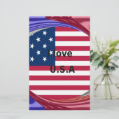 Papeterie I Love U.S.A. Swirl : Patriotic Heart Art Imprimer (Debout devant)