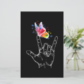 Papeterie I Love You Hand Sign Language Butterfly Autism (Debout devant)
