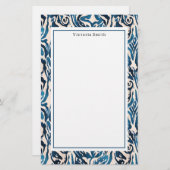 Papeterie Ikat bleu Abstrait (Devant / Derrière)