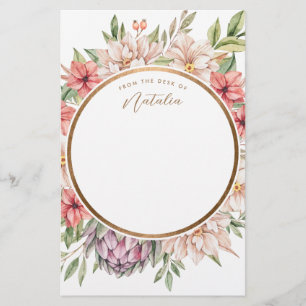 Papeterie Ile tropicale Pastel Floral Personnalisé