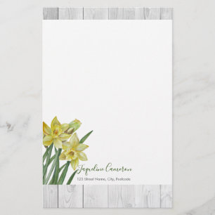 Papeterie Illustration botanique des jonquilles aquarelles