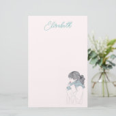 Papeterie Illustration cool de la fille avec foulard (Debout devant)