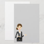 Papeterie Illustration de femme d'affaires mignonne Brunette (Devant / Derrière)