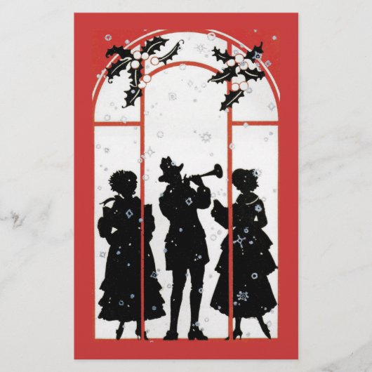 Papeterie Illustration de la silhouette des chanteurs de Noë (Devant)