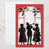 Papeterie Illustration de la silhouette des chanteurs de Noë (Devant / Derrière)