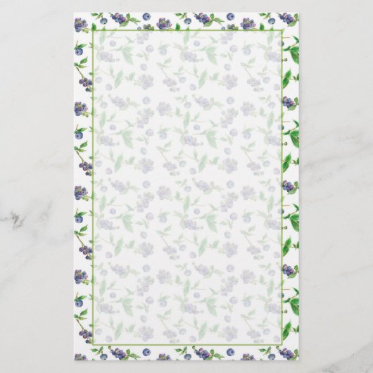 Papeterie Illustration de l'aquarelle des fruits bleuets (Devant)