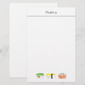 Papeterie Illustration de Sushi Kawaii personnalisée (Devant / Derrière)