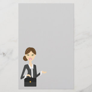 Papeterie Illustration d'une femme d'affaires brune mignonne