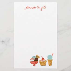 Papeterie Illustration Girly de crème glacée et de parfait