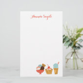 Papeterie Illustration Girly de crème glacée et de parfait (Debout devant)